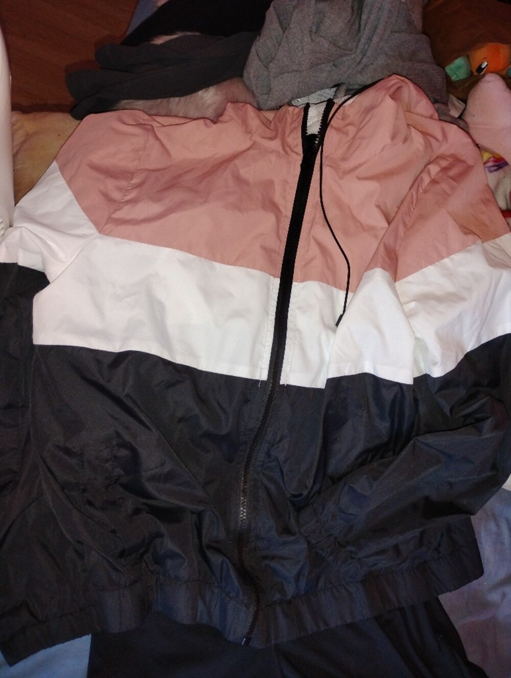 Ambiance Pink, White & Black Mesh-Lined Jacket